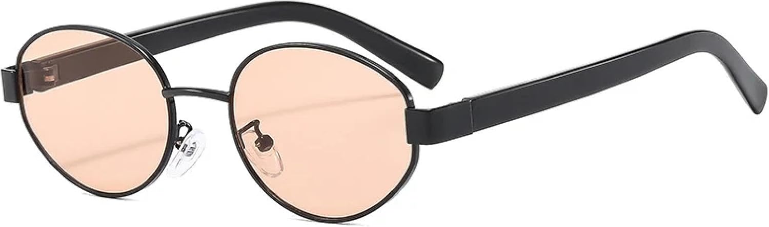 

Солнцезащитные очки с защитой от УФ-излучения UV400 | Металлические овальные женские очки с прозрачными линзами цвета океана для занятий спортом на открытом воздухе и вождения DSVIGF, Black Champagne