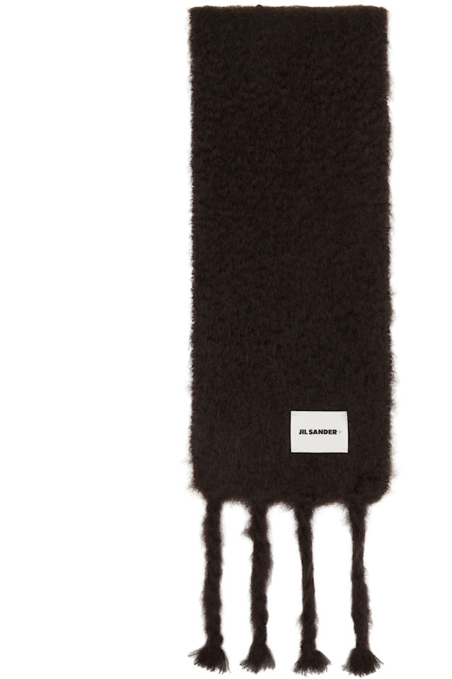 

Jil Sander Узкий коричневый шарф из шерстяной смеси
