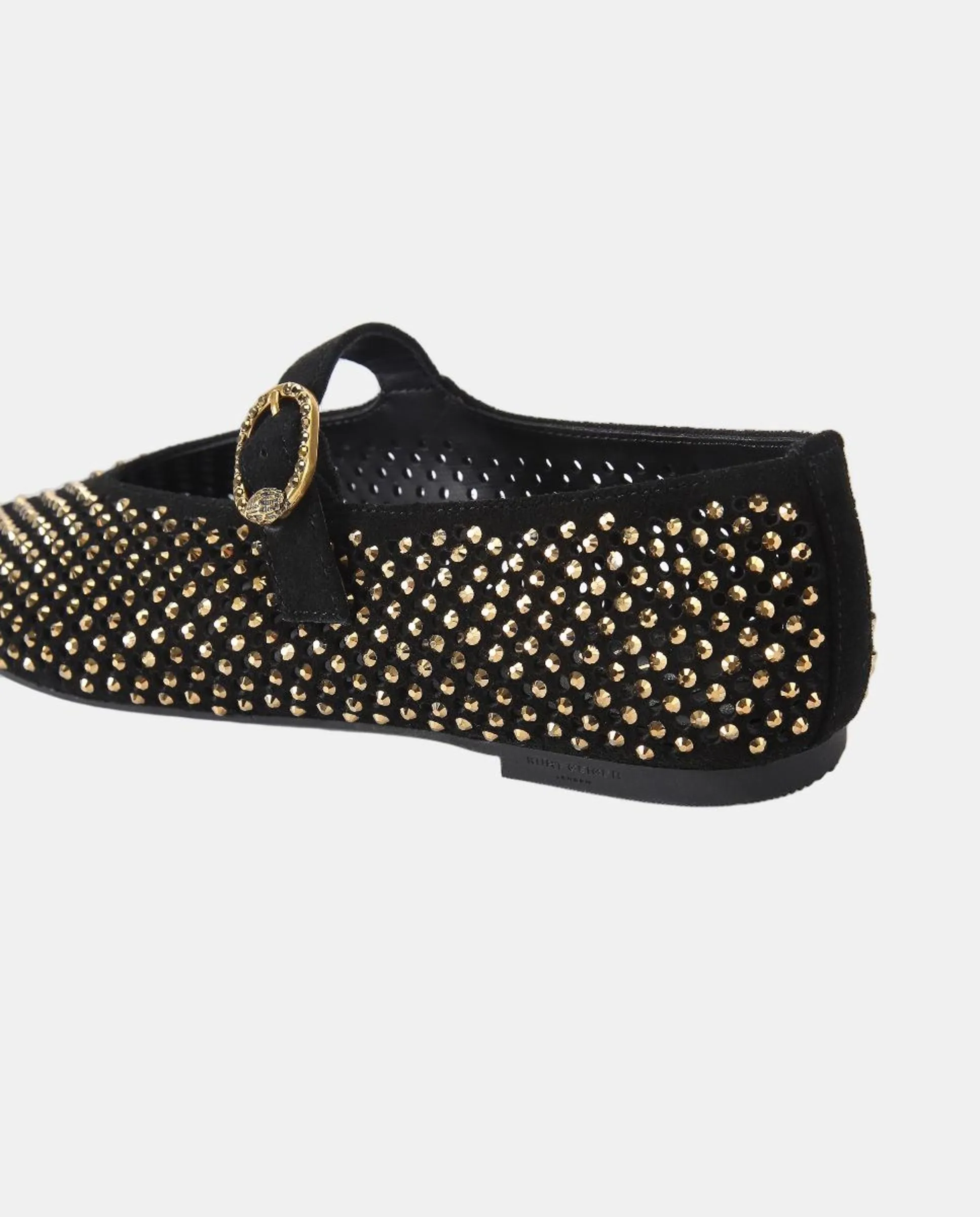 Женские туфли-балетки Mayfar из перфорированной замши с блестками Kurt Geiger, черный — фото 3