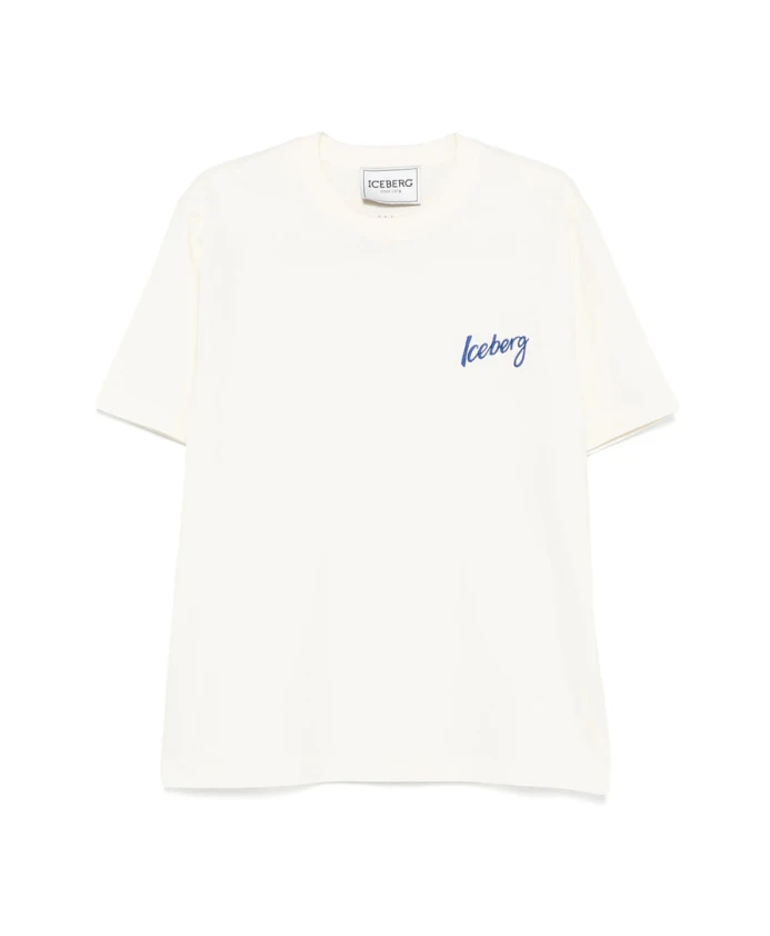 

Белая футболка с круглым вырезом и вышитым логотипом. Iceberg, белый