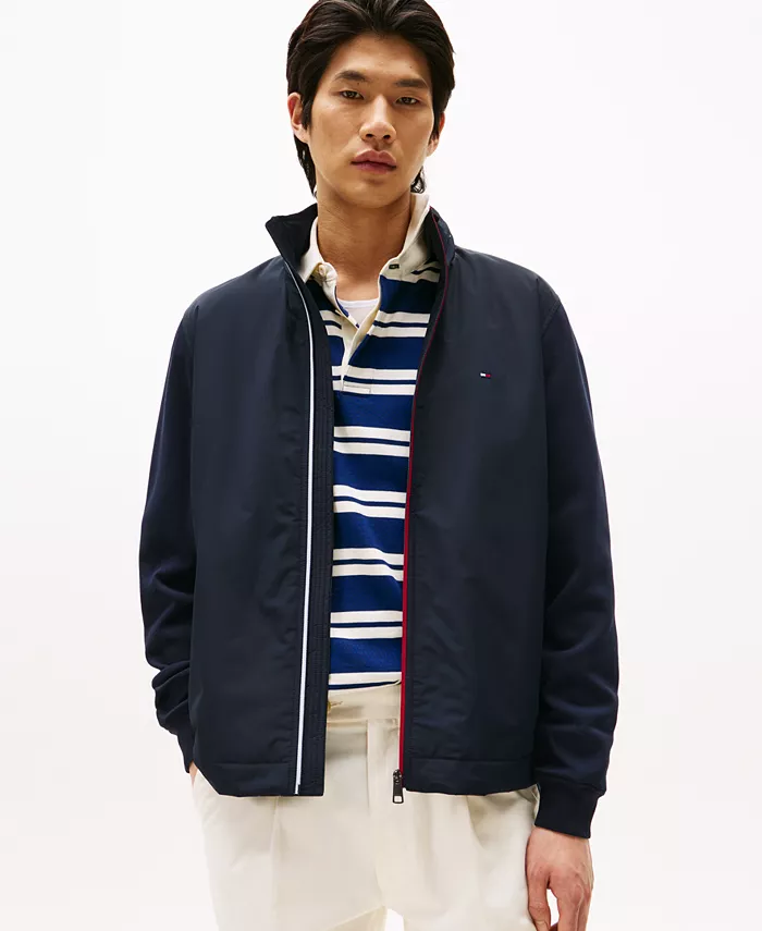 

Мужская куртка Harrington свободного кроя из комбинированных материалов Tommy Hilfiger, синий