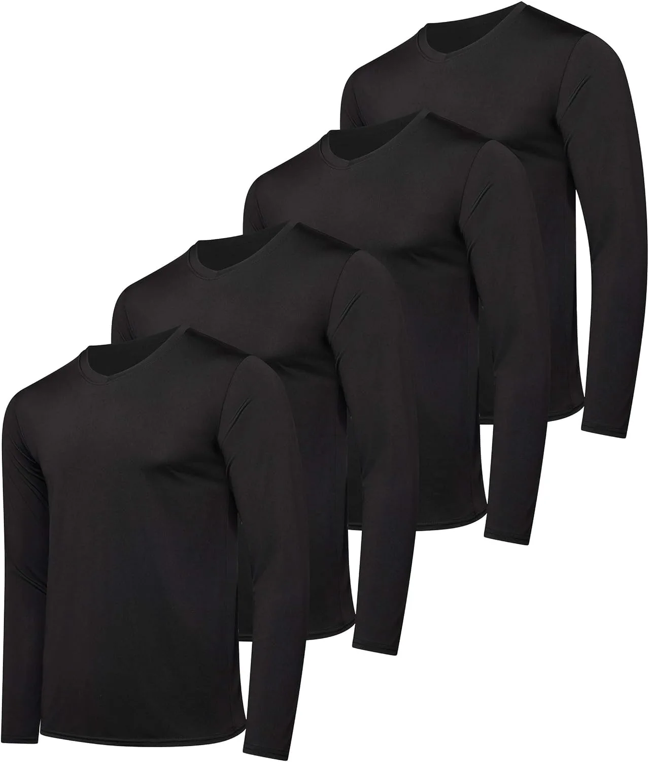 

Real Essentials 4 Pack: мужская футболка Dry Fit с длинным рукавом и V-образным вырезом для активного отдыха UPF 50+