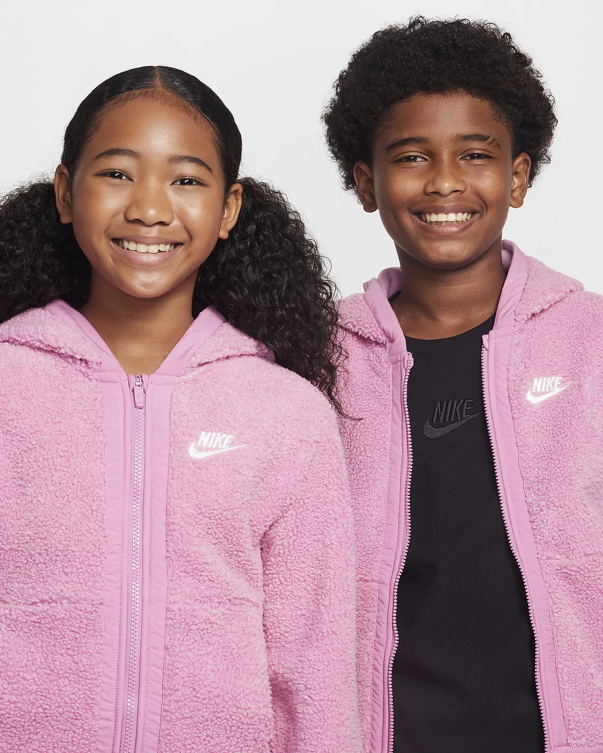 Детская зимняя куртка на молнии Nike Sportswear Club Fleece, Magic Flamingo/Magic Flamingo/White — фото 3