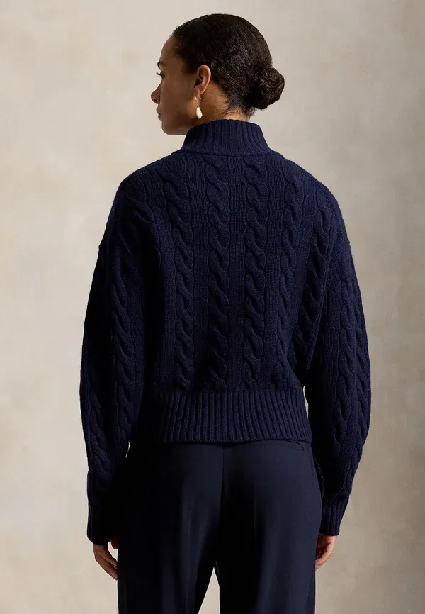 Свитер поло с воротником-хомутом из кашемира и шерсти Polo Ralph Lauren, охотничий синий — фото 3