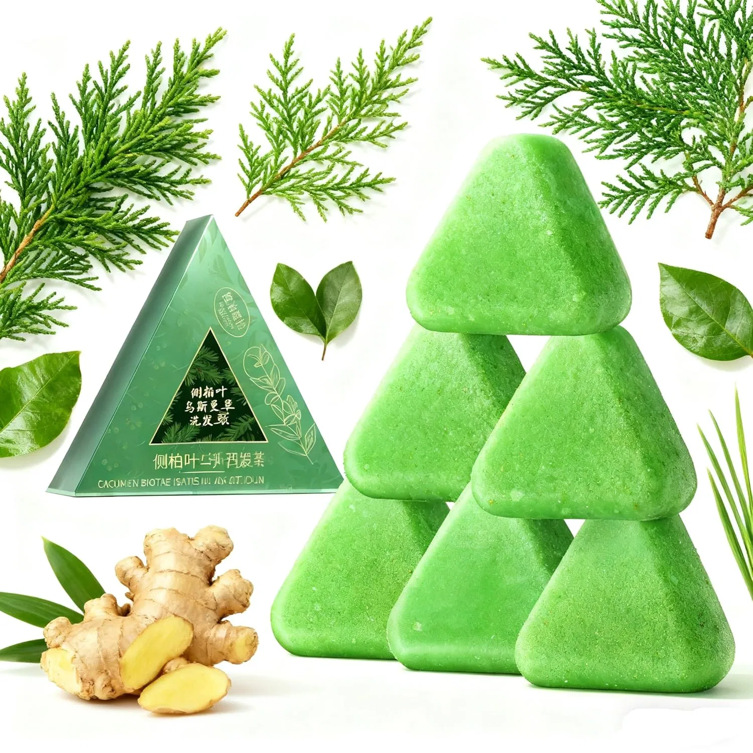 Твердый шампунь Nature Triangle с экстрактом усмы и кипариса Generisch, 5 Pieces.