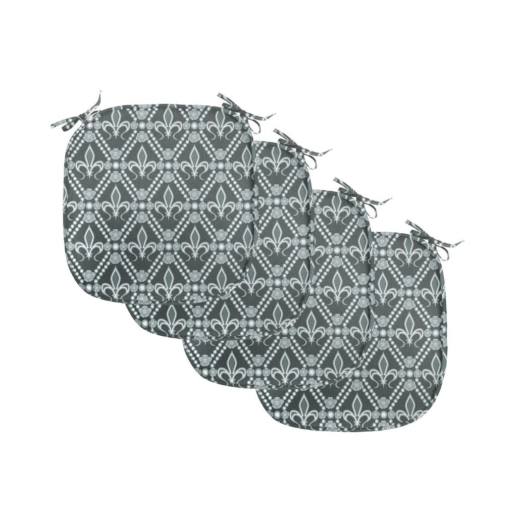 

ABAKUHAUS Fleur De Lis Подушки на обеденный стул, прямоугольные мотивы, декоративная водонепроницаемая подушка с ремнями для кухонных сидений, 40 см x 40 см — упаковка из 4 шт., шалфейный зеленый