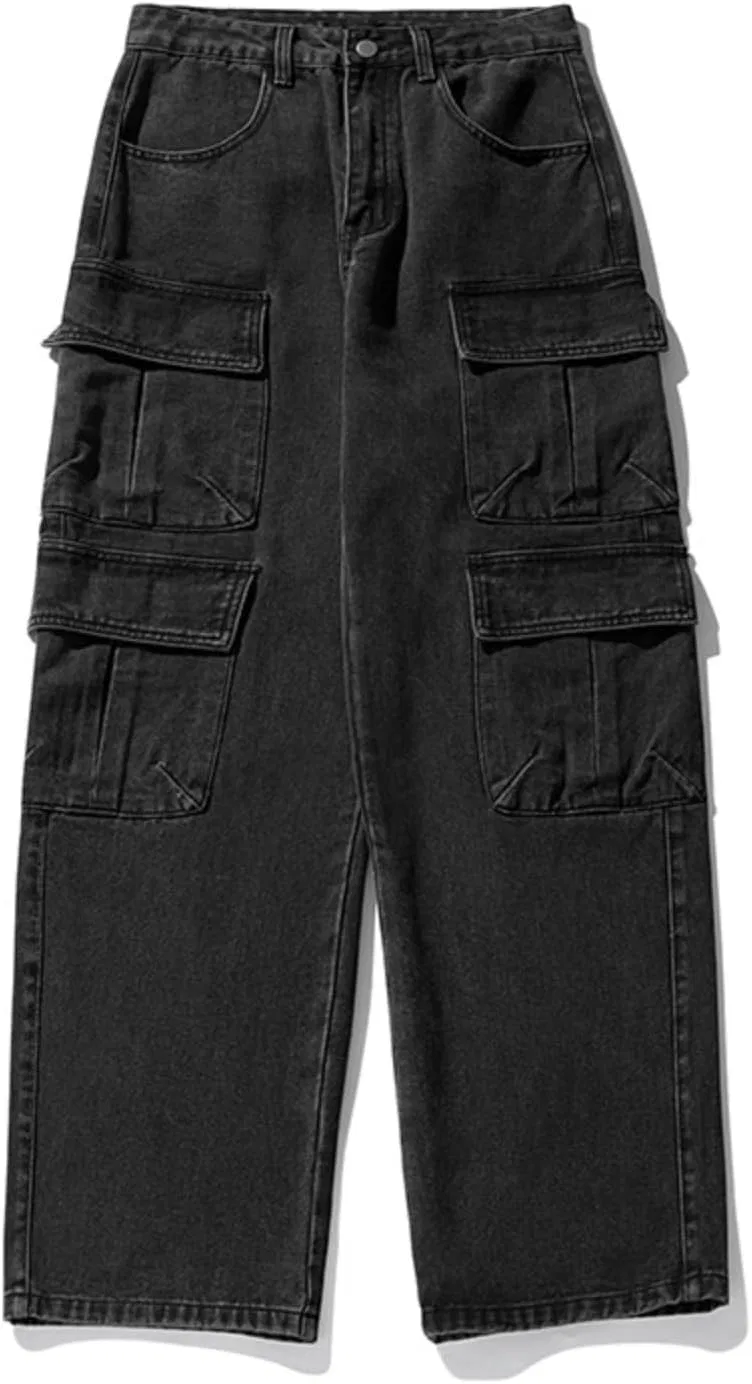 Джинсы карго свободного кроя, Black