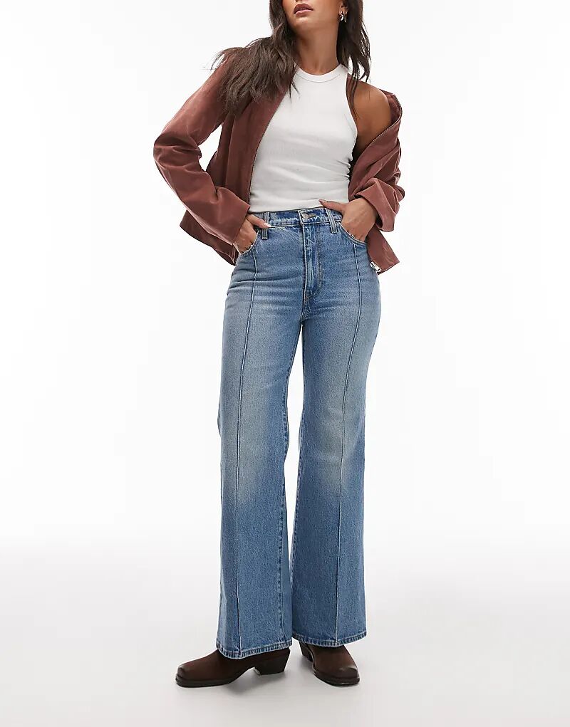 

Джинсы Levi's Ribbage Bells с высокой талией и клеш в стираном синем цвете