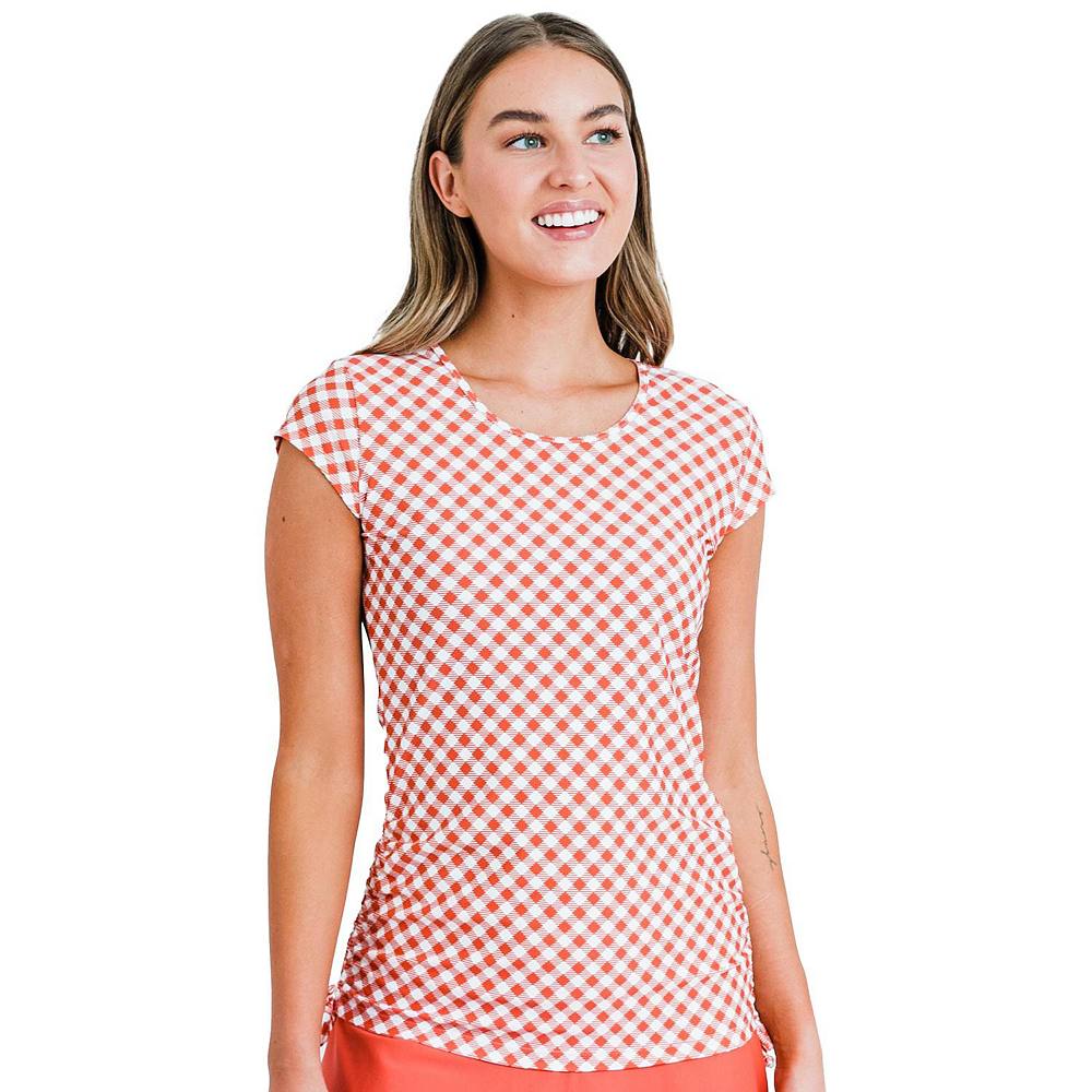 

Женский купальник Sadie с короткими рукавами Calypsa LLC, цвет Coral Gingham