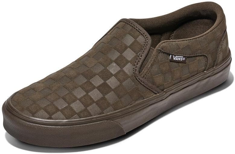 

Vans мужские Asher Slip-On | Удобные кроссовки для ходьбы, моды и повседневной носки, тисненая замша Coal Brown, 7