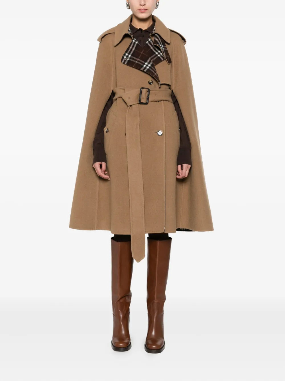 Шерстяная накидка Burberry, коричневый — фото 2