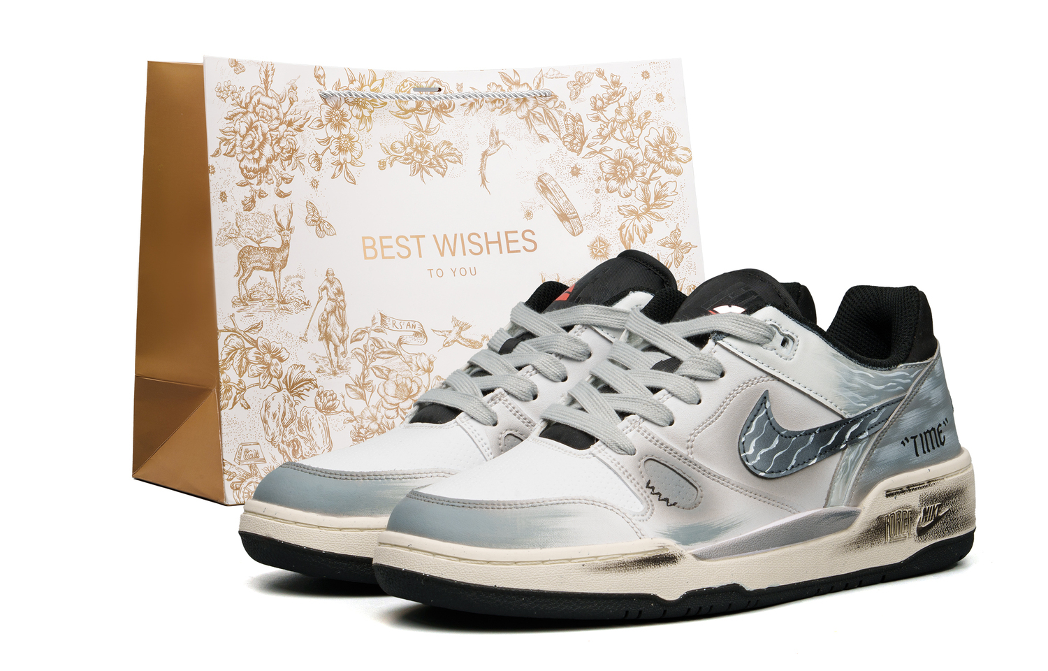 

Nike Полноценная амортизация, устойчивость к ударам, износостойкие низкие кроссовки для скейтбординга мужские черный белый серый