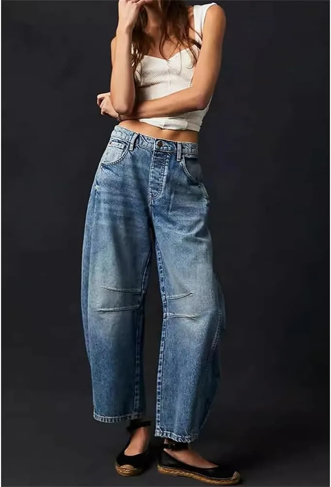 Джинсы Mid Rise Barrel Vintage Loose Wide Leg Cropped — фото 3