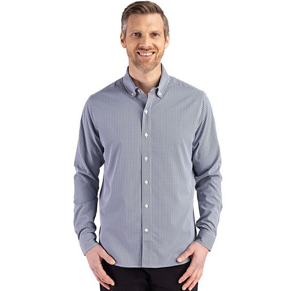 

Мужская длинная рубашка Skyline Epic Confidence Recycled Gingham Big & Tall Cutter & Buck, Navy Blue White