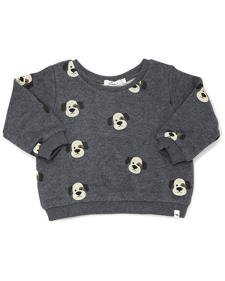 

О детка! Свитшот Brooklyn Boxy с принтом Puppy Faces Oh baby!, серый