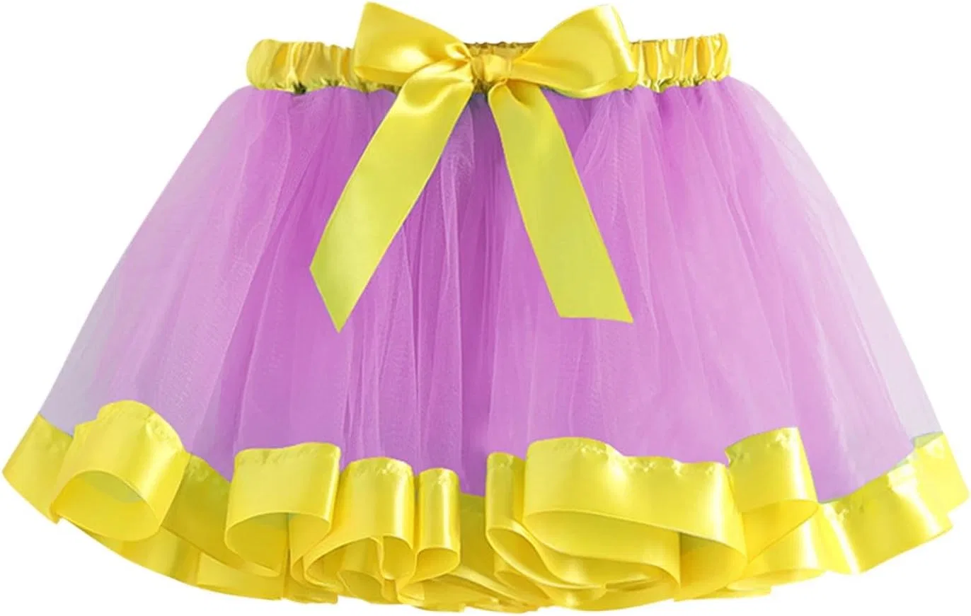 Юбка-пачка Tutu Elastic Waist Tulle Pettiskirt Fluffy Ballet Bow Princess Party, Purple