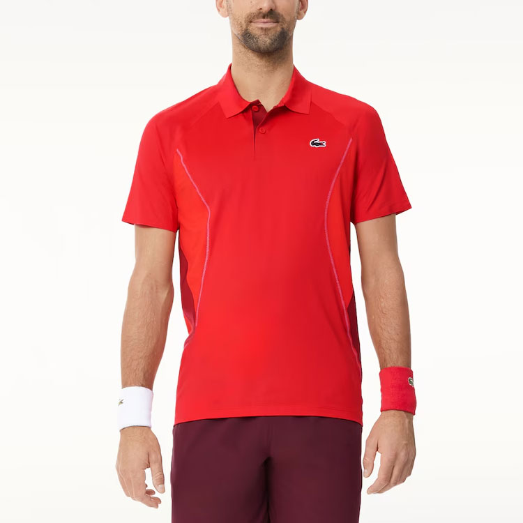 Футболка поло LACOSTE Djokovic Collaboration, мужская спортивная одежда, красный — фото 3