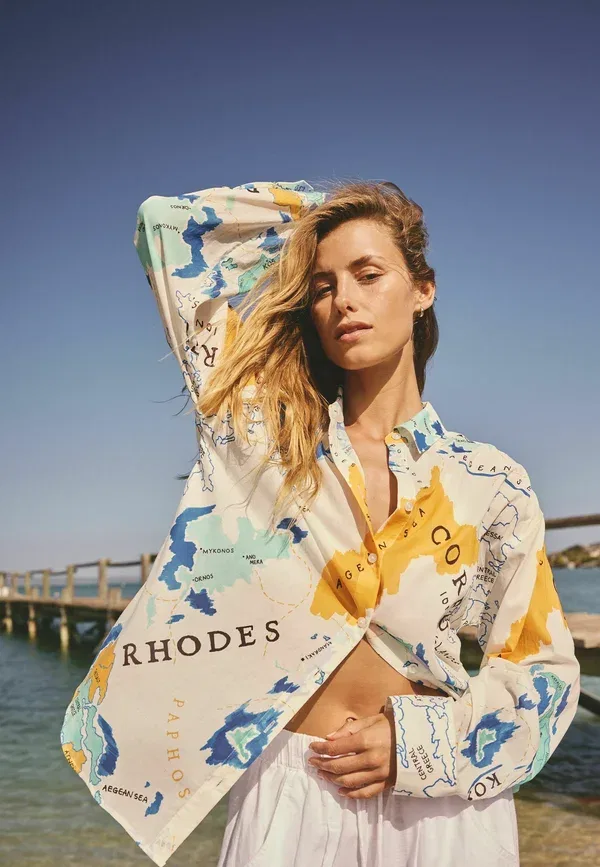 Блуза Next, Button down blouse, цвет эко-голубой с картой