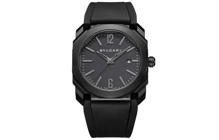 

BVLGARI Часы OCTO Collection Wrist Watch Automatic Mechanical Movement Rubber Strap Black Dial Men's 102737, Black