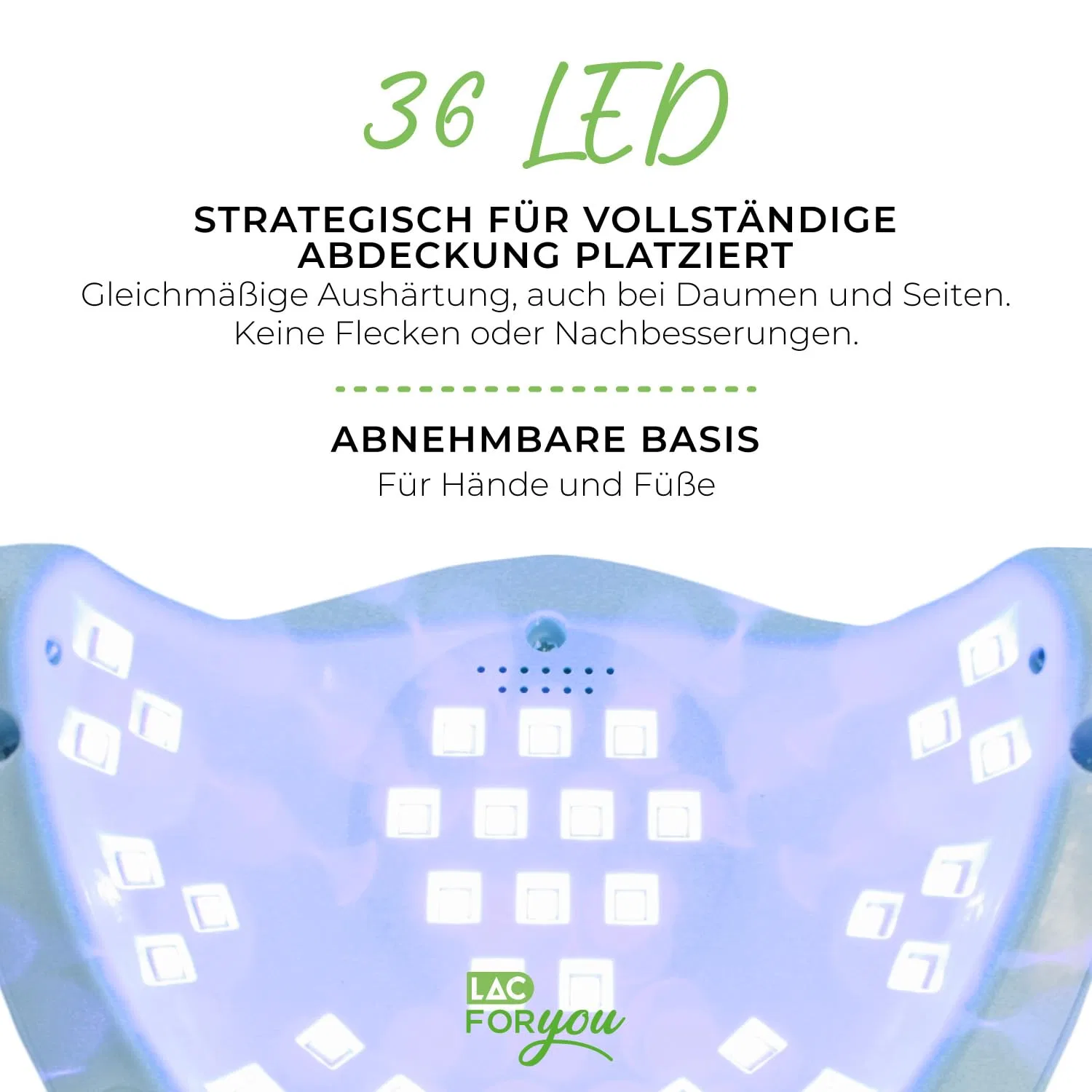 УФ-лампа для гелевых ногтей LAC FOR YOU с 36 LED, 4 таймера Lac For You — фото 4