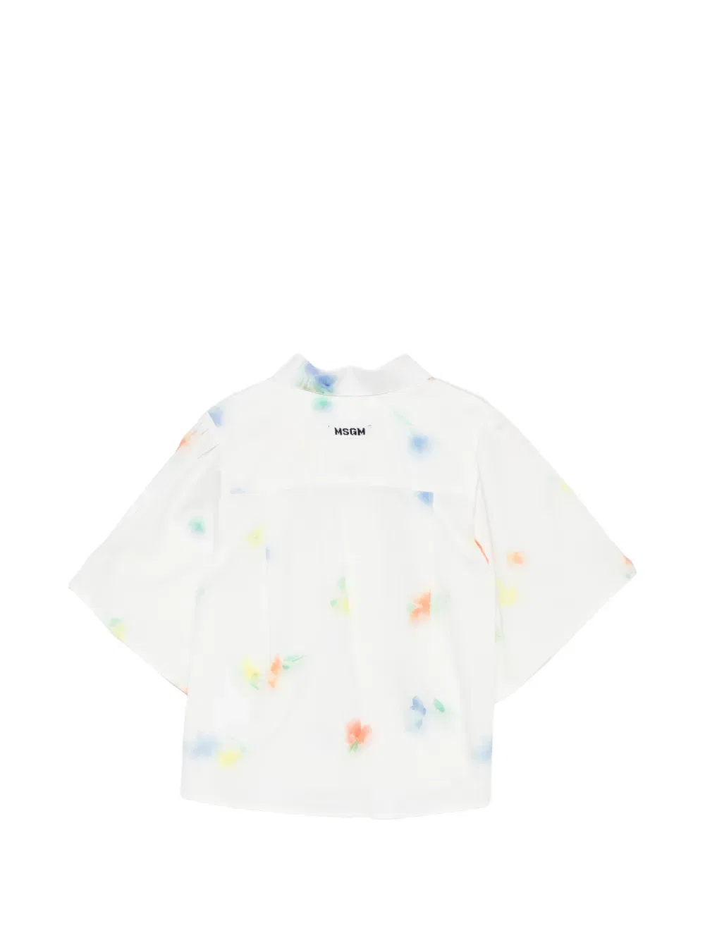Рубашка с коротким рукавом и цветочным принтом Msgm Kids, белый — фото 2