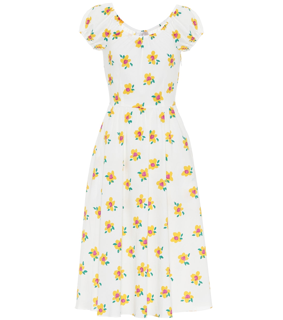 

Платье миди из хлопка Mariette с цветочным принтом Caroline Constas, White Yellow