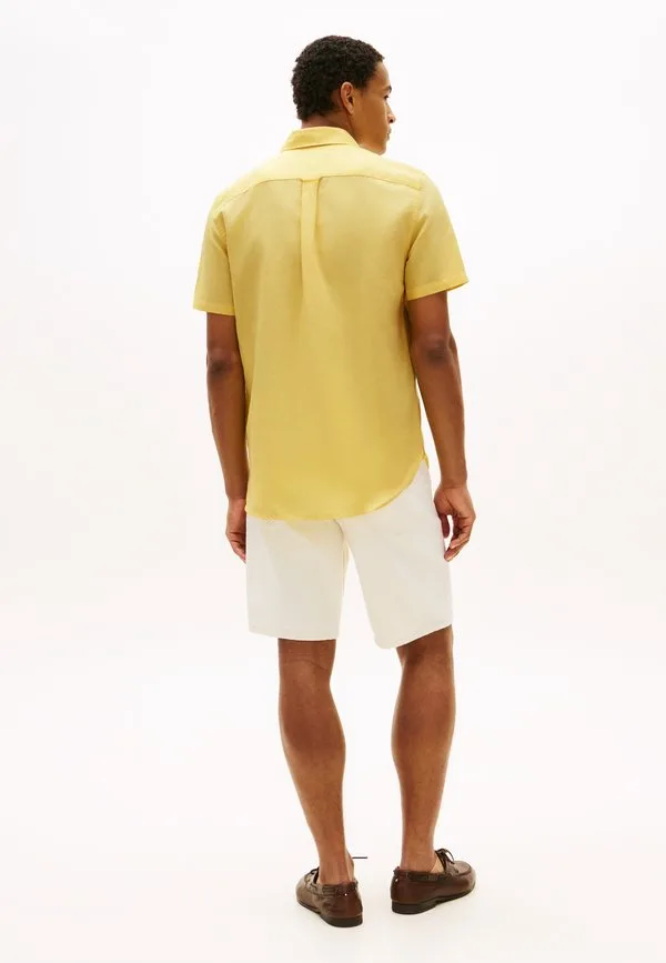 Рубашка с коротким рукавом из смесовой льняной ткани стандартного кроя Tommy Hilfiger, Citronella — фото 3