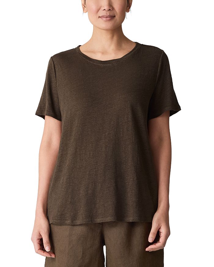 

Льняная футболка с круглым вырезом Jersey Eileen Fisher, коричневый