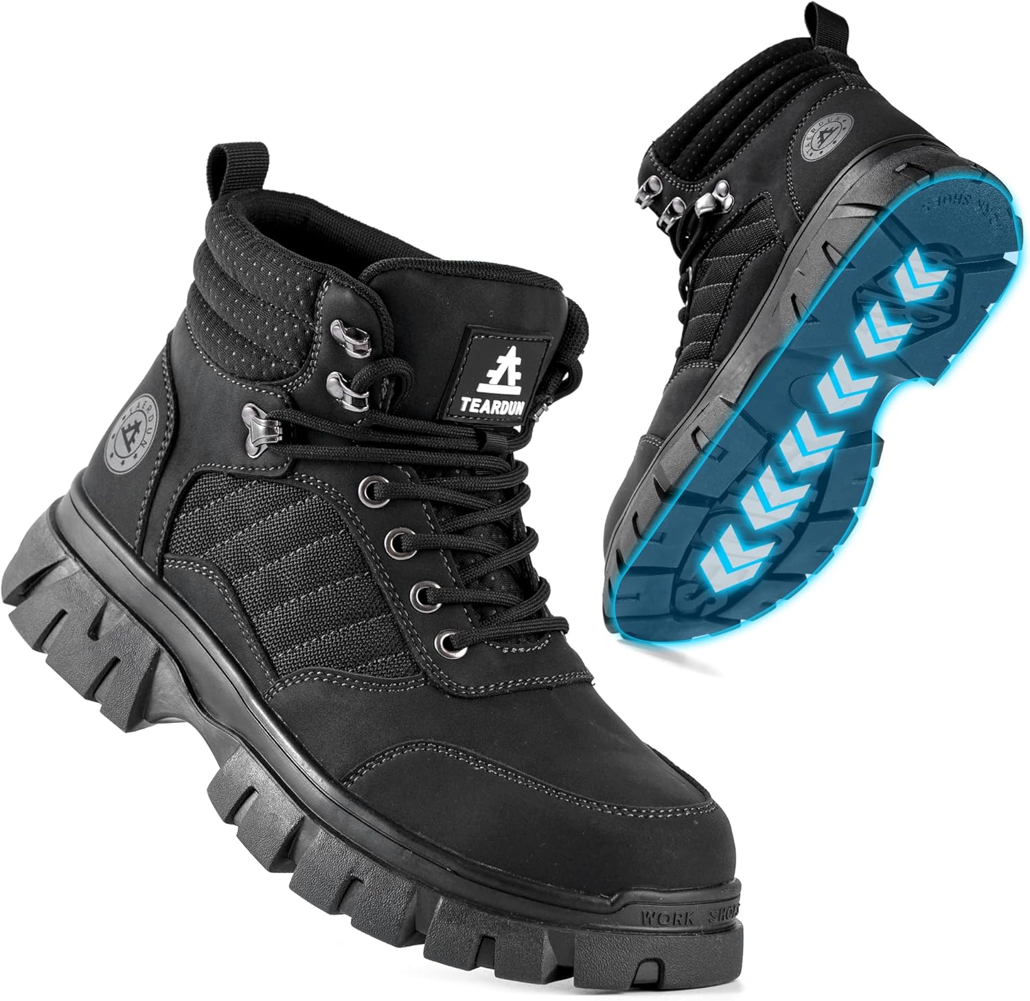 

Мужские сапоги со стальным носком, водонепроницаемые, противоскользящие, дышащие, удобные и легкие, для промышленности и строительства, неубиваемые сварочные сапоги, противопрокольные ботинки Taerdun, черный