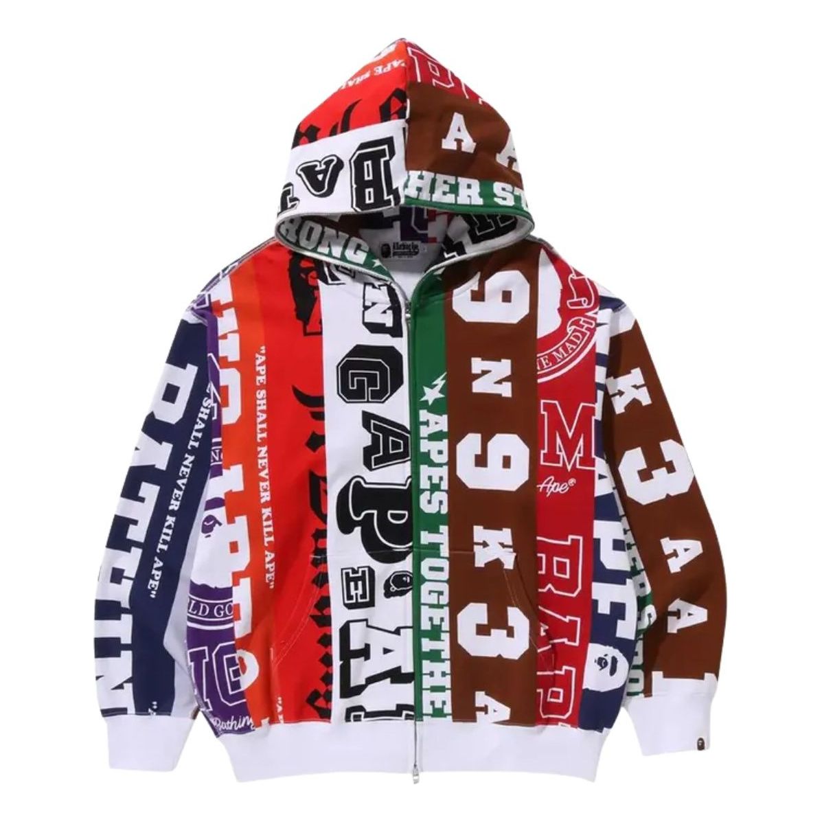 

A Bathing Ape Толстовка на молнии с шарфом для поклонников группы Bathing Ape, разноцветная