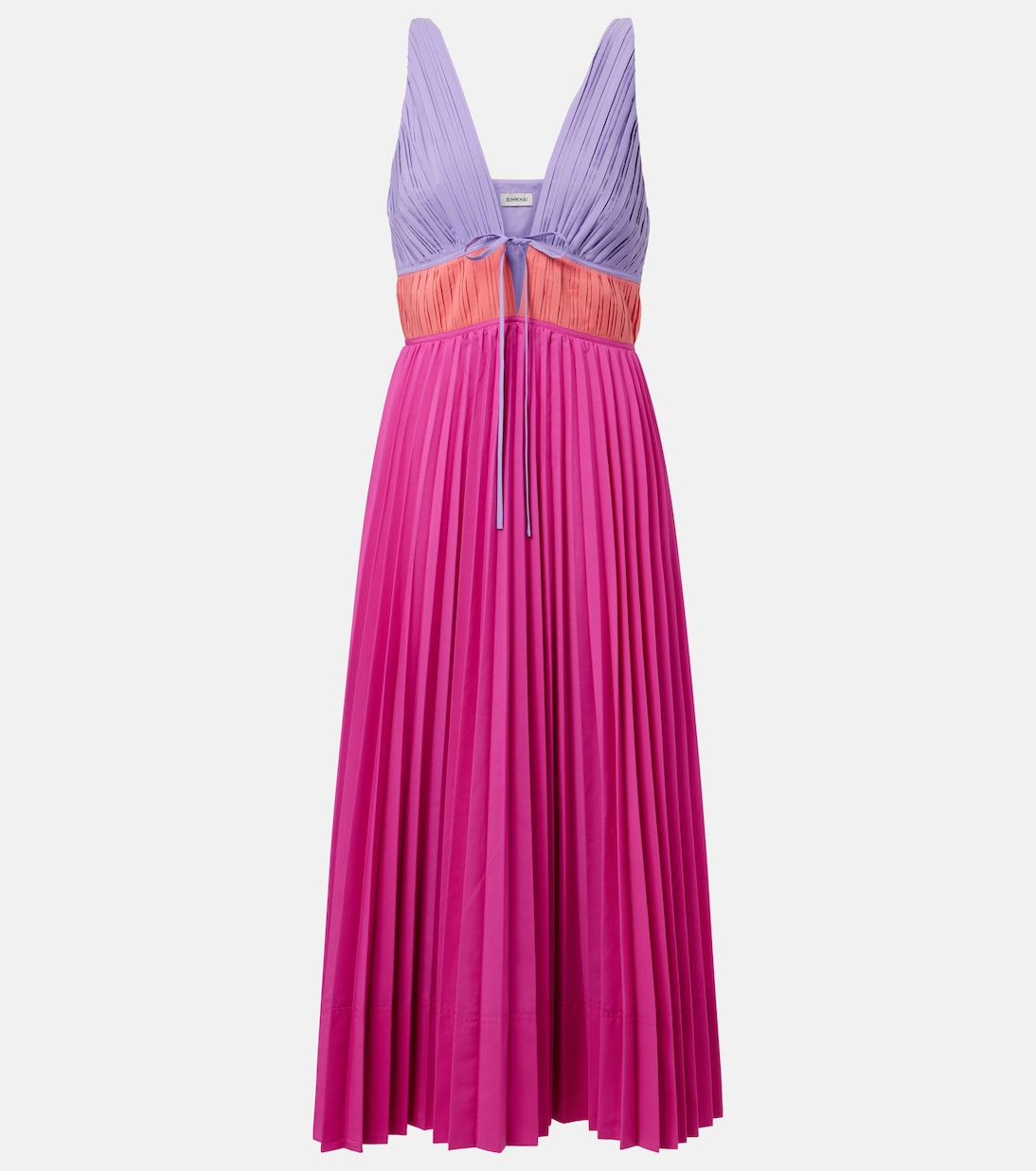 

Плиссированное платье миди из поплина Stephanie Simkhai, розовый