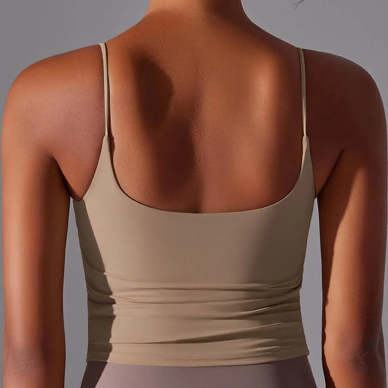 Топ-майка женская спортивная, бренд Generic, цвет Khaki — фото 3