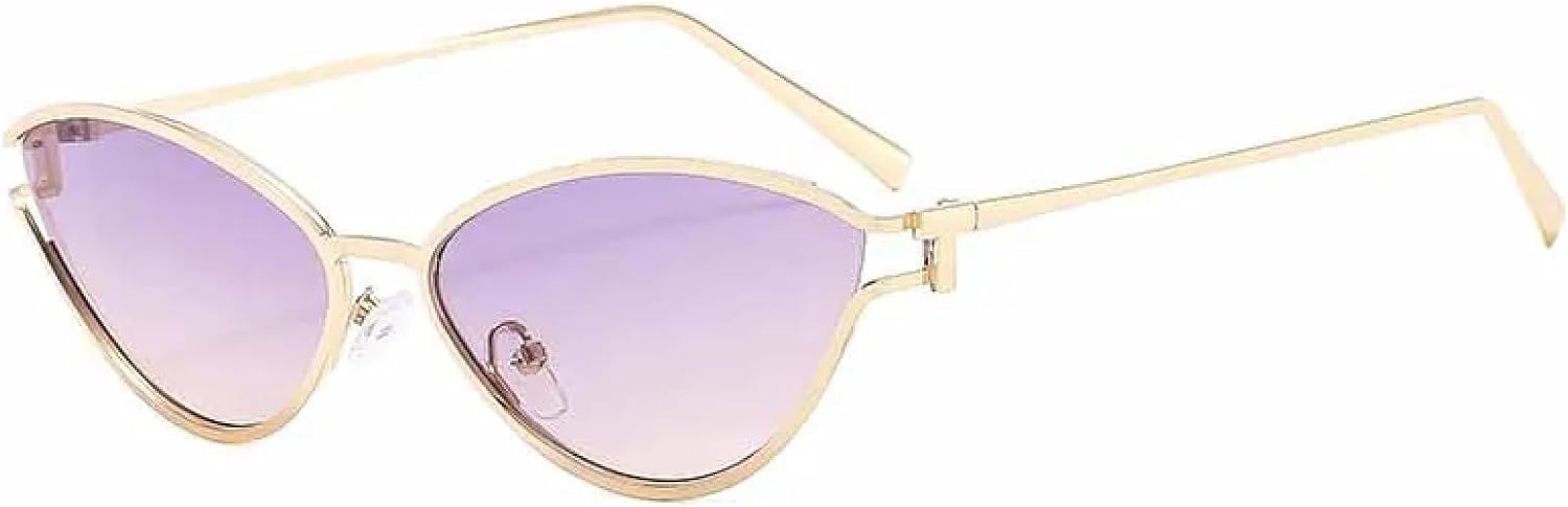 

Модные роскошные солнцезащитные очки «кошачий глаз» в металлической оправе для женщин, пожилых людей, в стиле ретро, ​​для путешествий, с защитой от УФ-излучения UV400 TKKTLLT, Gold Gray Pink