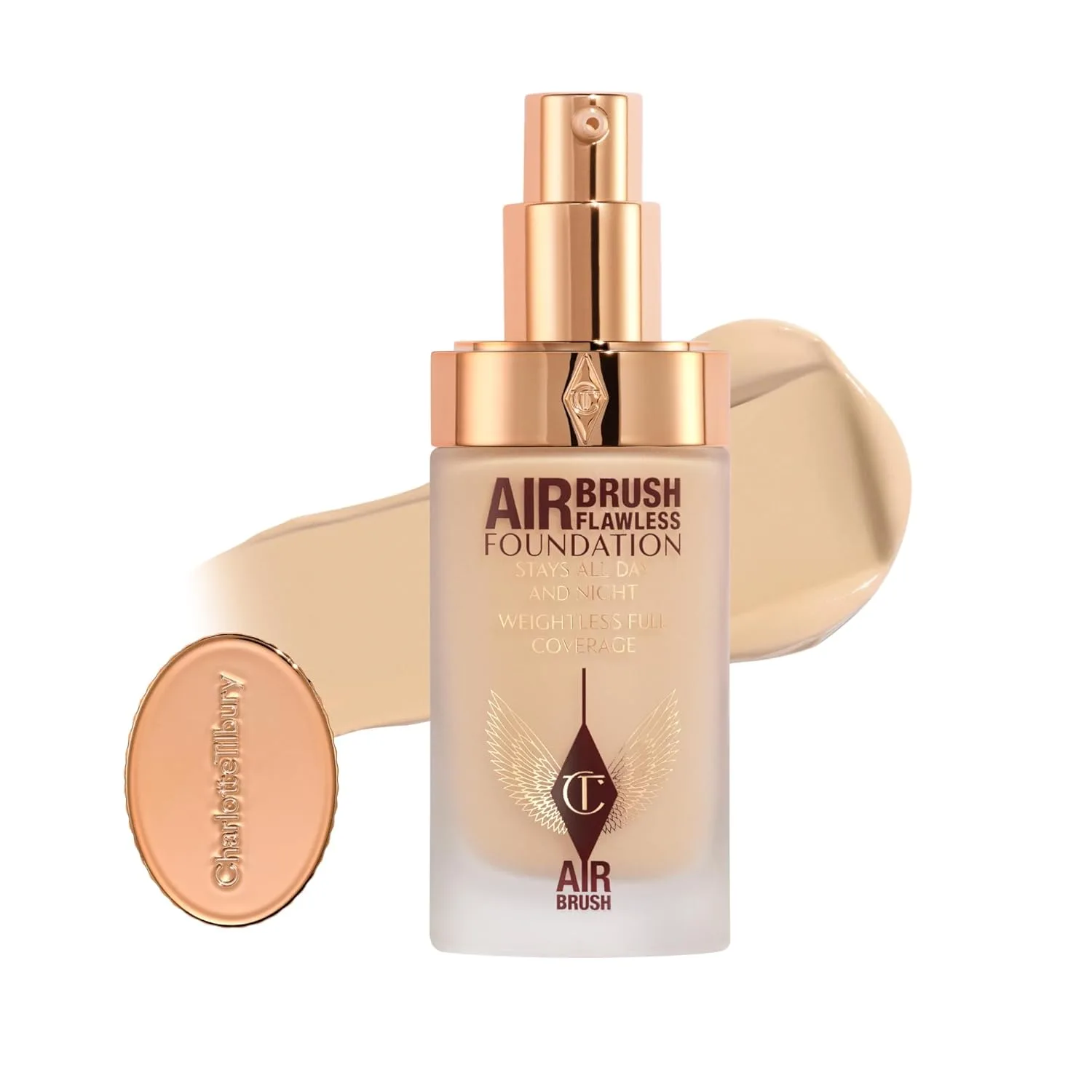 Charlotte Tilbury Airbrush Flawless Matte Foundation - тональная основа с полным покрытием и натуральным матовым финишем, маскирует поры, водостойкая и устойчивая к переносу, 04 Neutral - Fair with neutral undertones