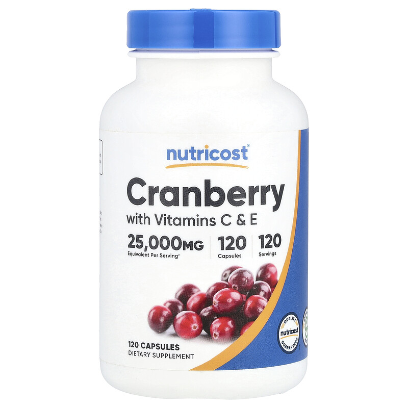 

Nutricost, Клюква с витаминами C и E, 120 капсул