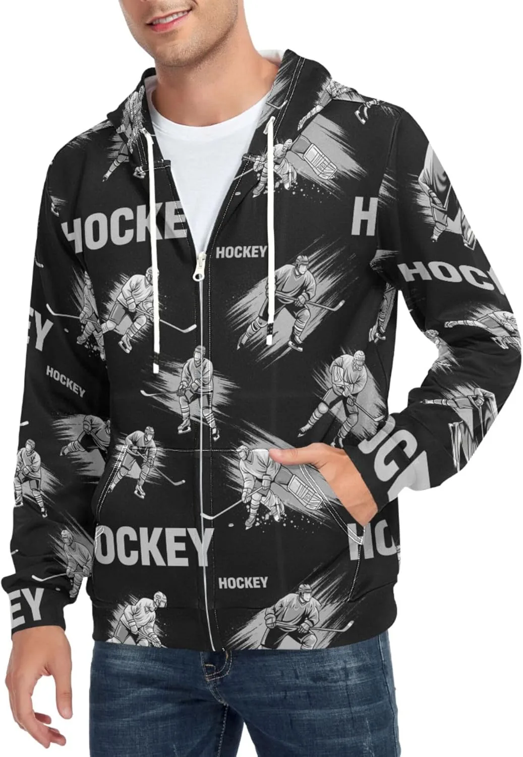 

Мужская толстовка с полной молнией Hockey Players in Action CUPADA