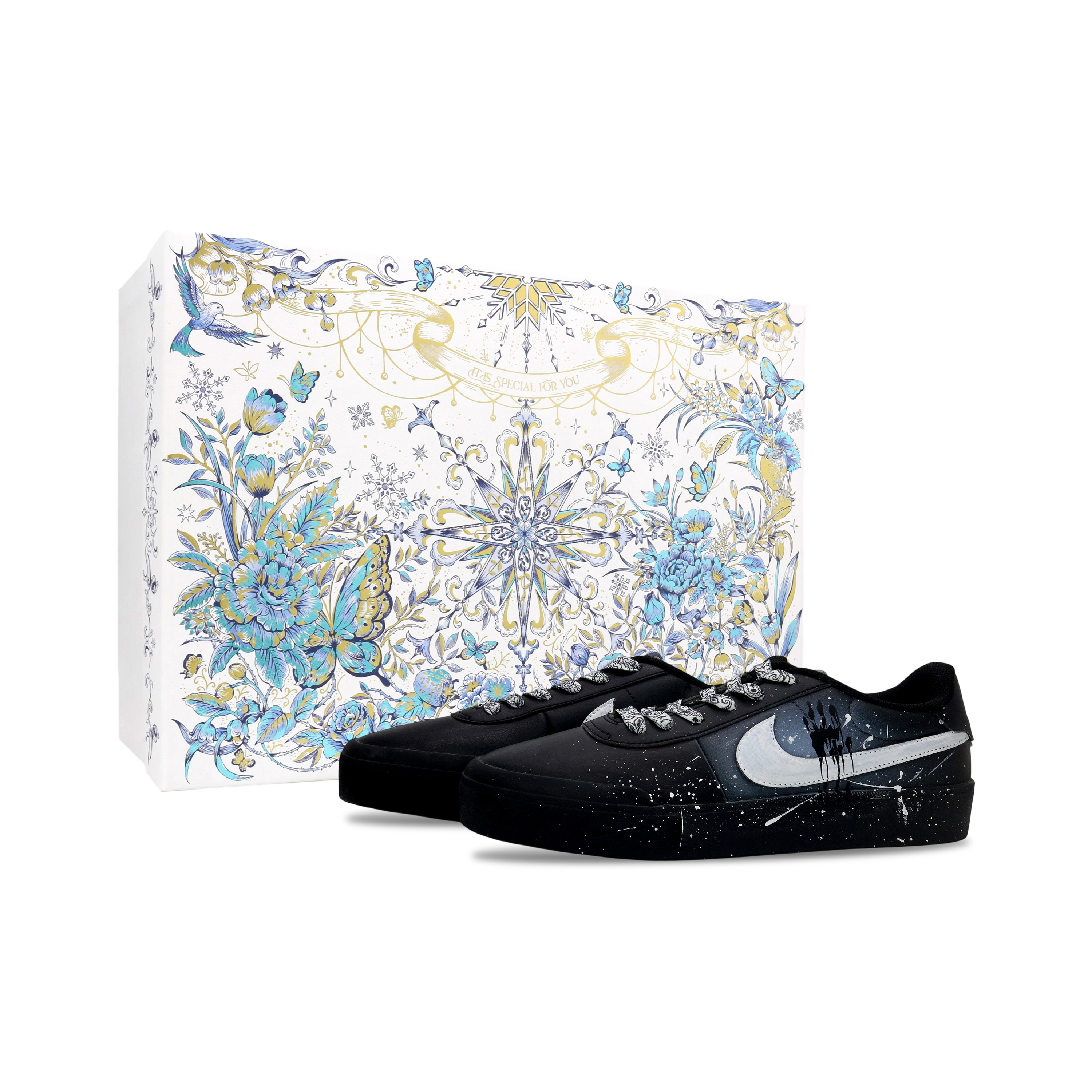 

Nike Кроссовки Court Shot Dark Night Cushioning Light Top для скейтбординга мужские, черно-белые