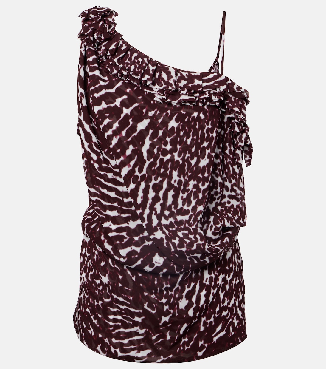 

Расписной топ с рюшами Dries Van Noten, бордовый
