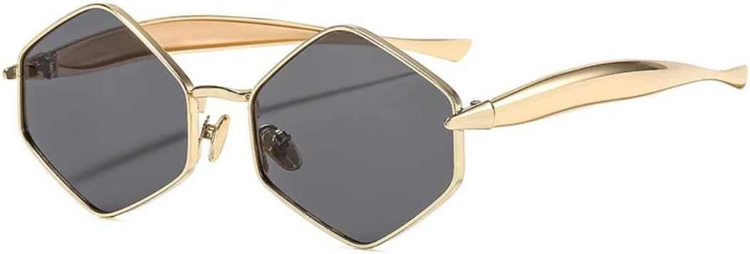 

Роскошные модные металлические многоугольные женские солнцезащитные очки, трендовые мужские очки для активного отдыха, путешествий, улицы, с застежкой UV400 TVTBBVV, Gold Gray