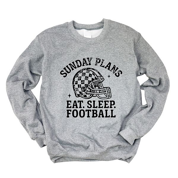 

Sunday plans: eat sleep football - женский свитшот с принтом Simply Sage Market, Graphite