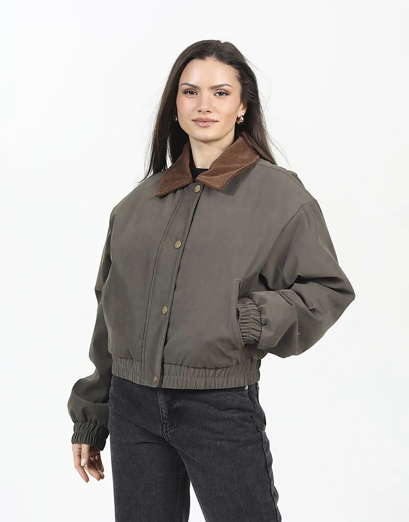 

Куртка-бомбер Brave Soul из твила с воротником-стойкой цвета хаки