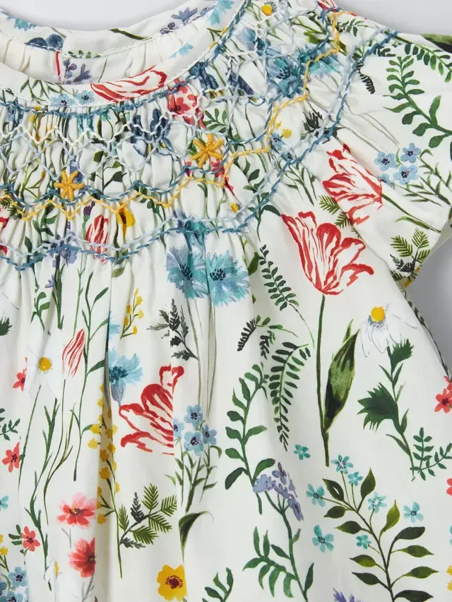 Детское платье с цветочным принтом, разноцветный цветочный узор John Lewis Heirloom Collection — фото 3