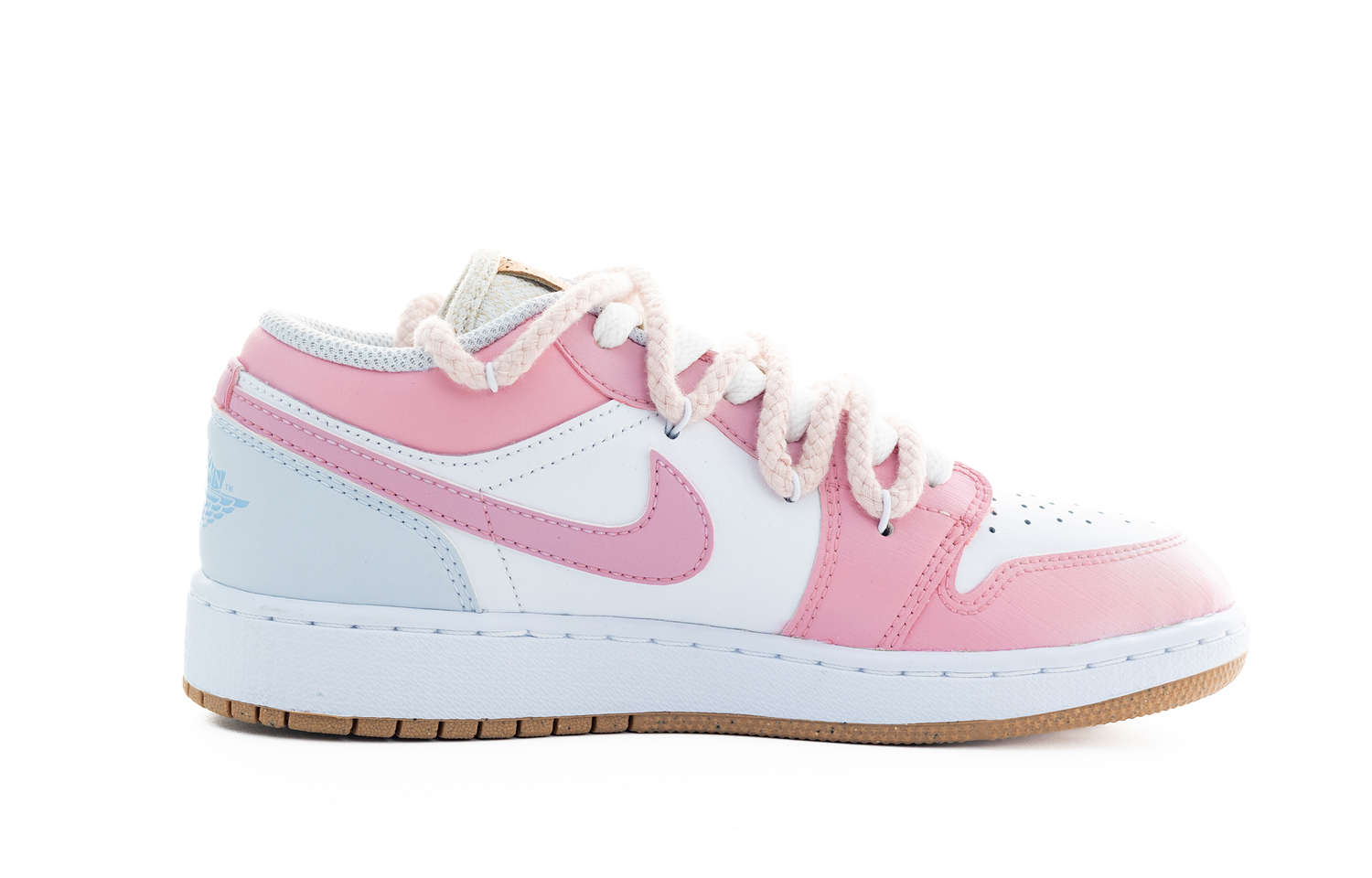 Air 1 Cherry Moon Wander нескользящие устойчивые к истиранию низкие детские скейтбординг кроссовки White Jordan, розовый — фото 3