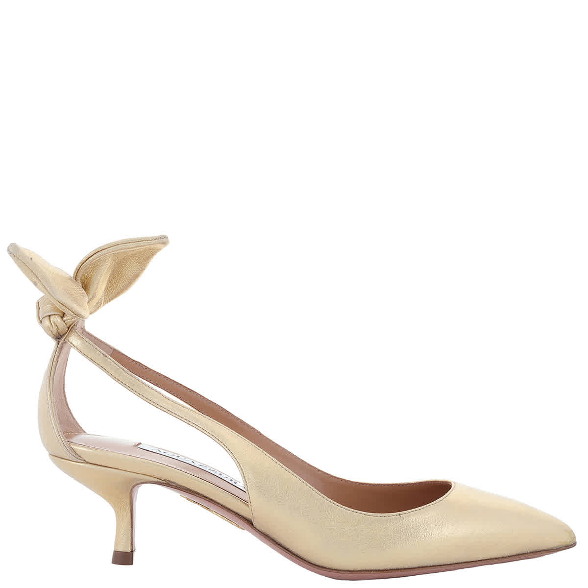Акваццура Боу Тай 50 Кожаные туфли Aquazzura, желтый