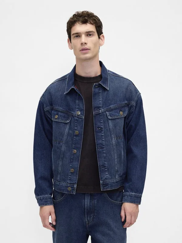 Джинсовая куртка stranger things с фланелевой подкладкой Gap, True Indigo — фото 3