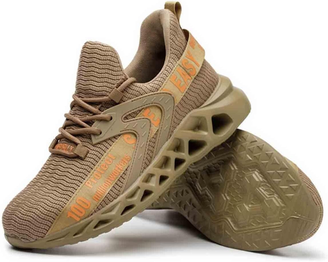 

Защитные туфли для мужчин и женщин, стойкие к раздавливанию и проколам, страховые туфли, противоскользящая обувь с стальным носком, дышащие легкие кроссовки для приключений (синие, 9.5) Hancha