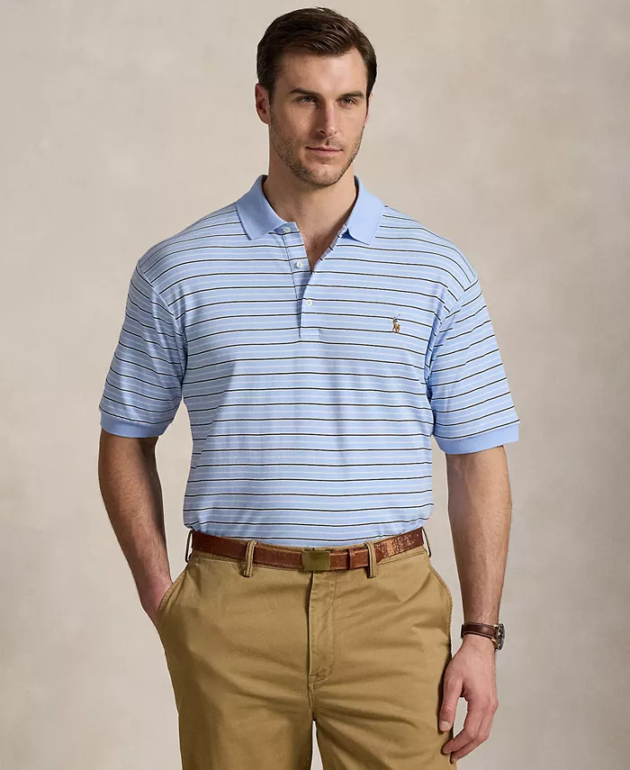 

Мужская полосатая мягкая хлопковая поло Big & Tall Polo Ralph Lauren, синий