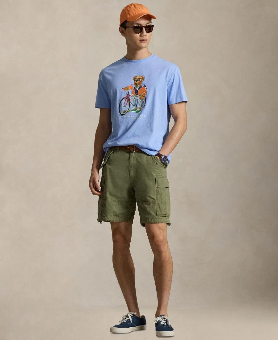 Классическая футболка-поло с изображением медведя Polo Ralph Lauren, синий — фото 2