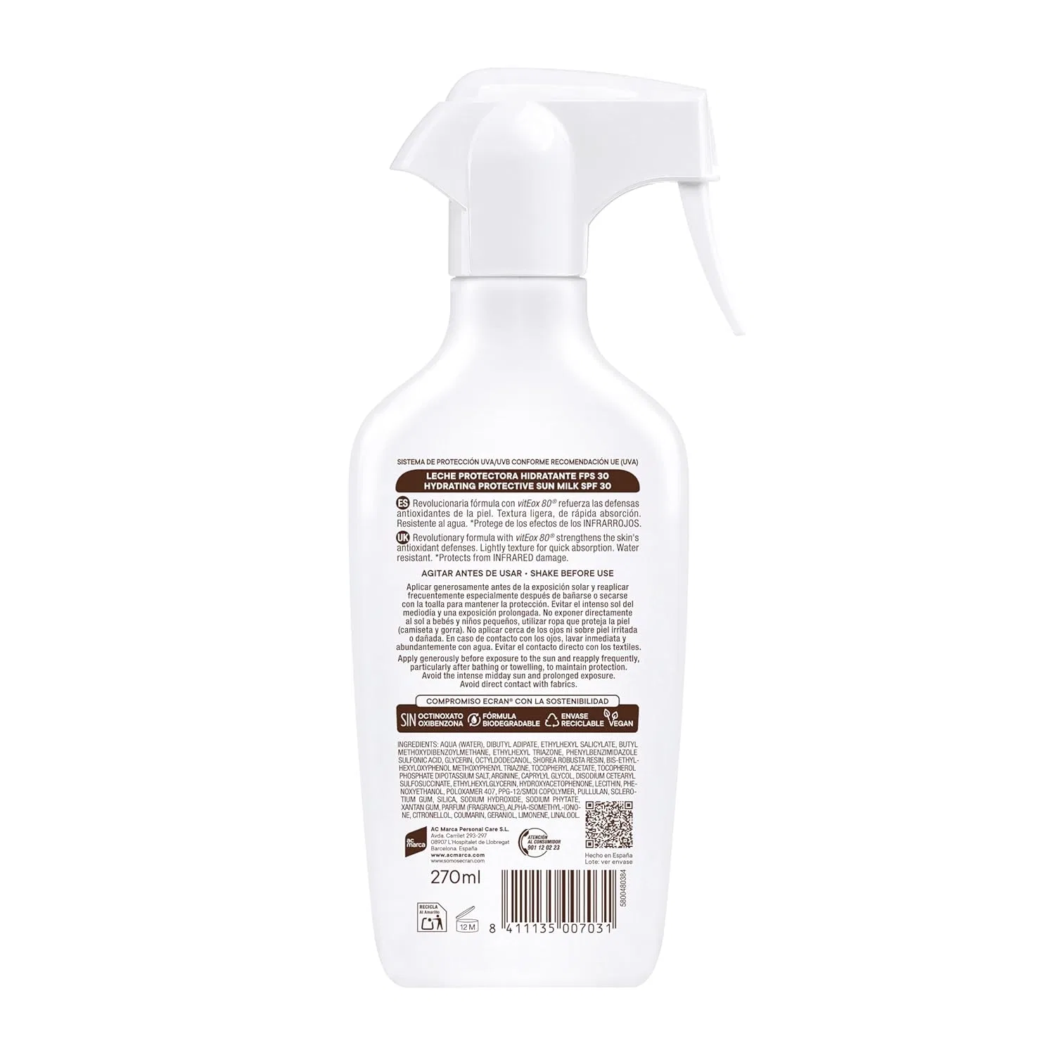 Солнцезащитный лосьон-спрей «Sunnique Sun Lotion SPF 30» от Ecran, 270 мл Ecran — фото 2
