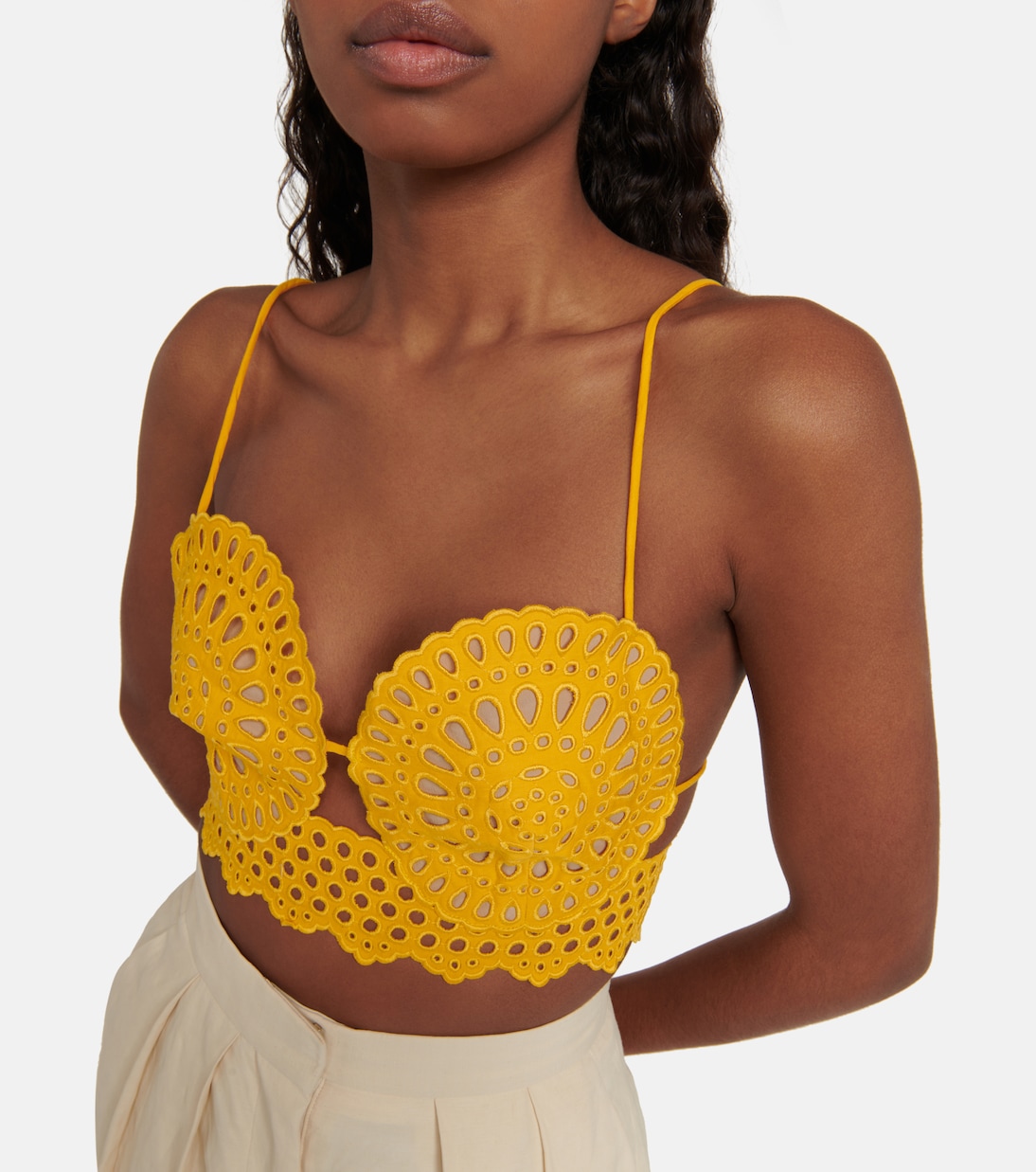 Укороченный топ с вышивкой англез Stella McCartney, Sunflower — фото 4